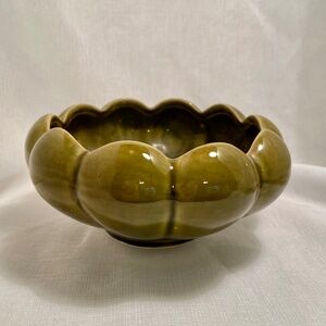 Vintage USA Lotus Flower Bowl Planter Art Pottery Green